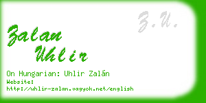 zalan uhlir business card